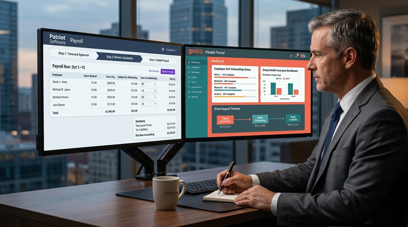 Patriot vs. Gusto (2026): Low-Cost Flat Rate vs. Full-Service Payroll Comparison