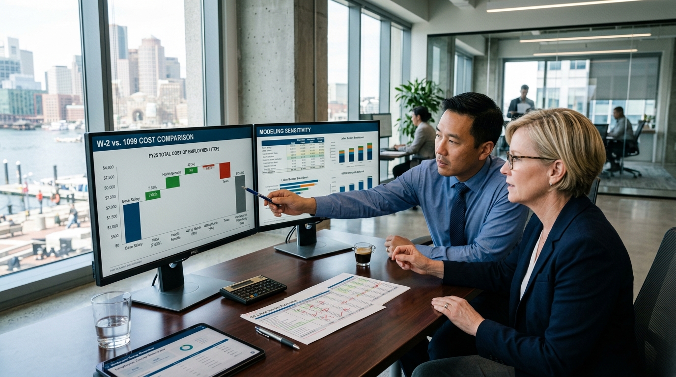 W-2 Employee vs. 1099 Contractor Cost Estimator (2026): Employer Tax & Total Burden Calculator